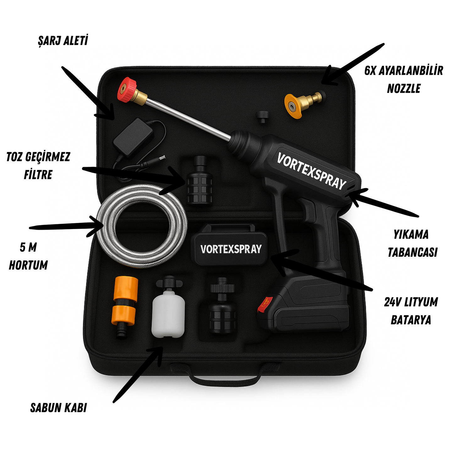 Vortexspray™ Şarjlı Yıkama Tabancası